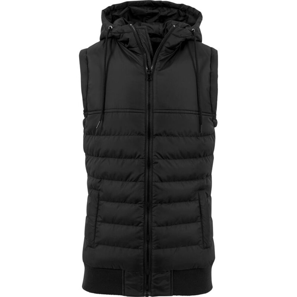 Build Your Brand Mens Bubble Vest / Black/Black